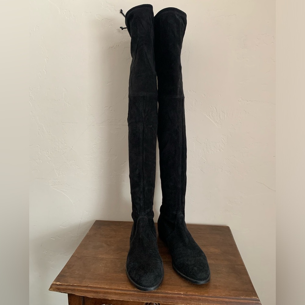 Stuart Weitzman Lowland Stretch Over The Knee Boots Black Suede sz 7.5 - Picture 5 of 10